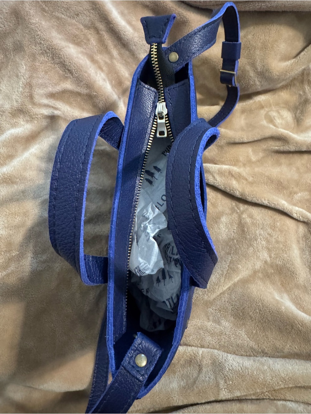 Portland Leather Cobalt Zippered Mini Crossbody - Picture 3 of 4